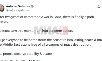 Guteresh e përshëndeti miratimin e planit të Trampit për Gazën në Këshillin e Sigurimit të KB-së