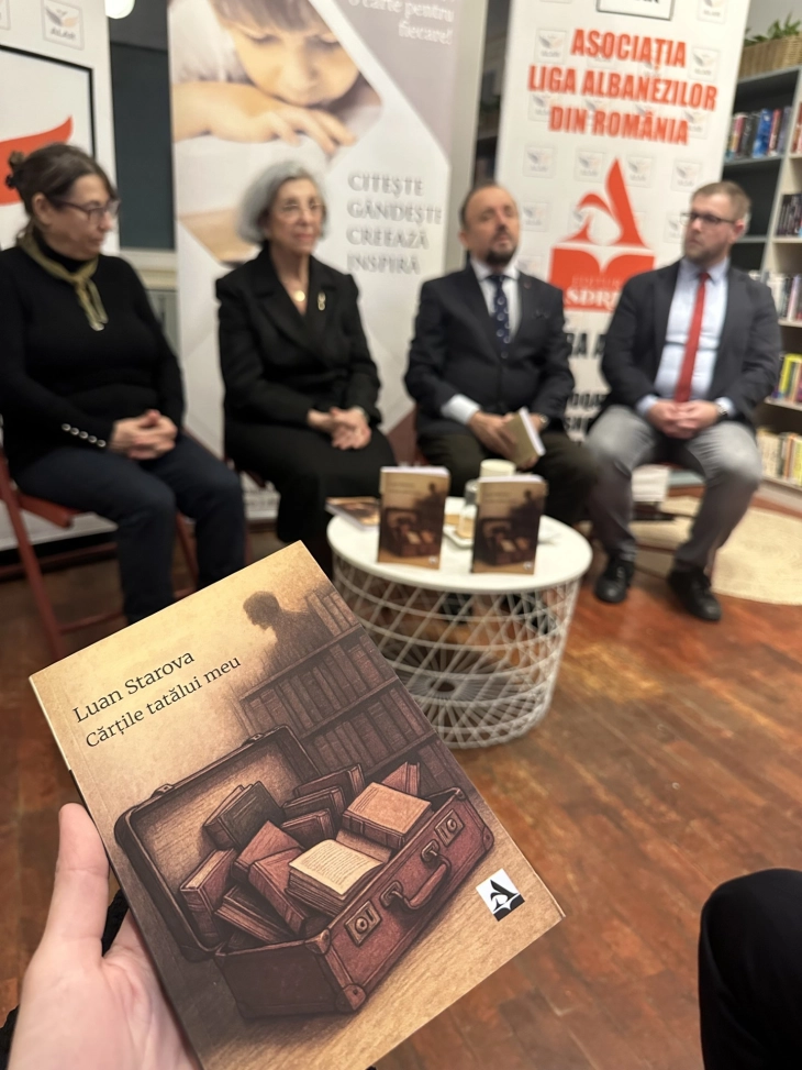 Промоција на романот „Татковите книги“ од Луан Старова во Букурешт