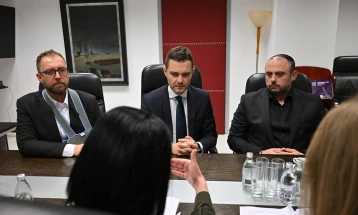 Министрите Муцунски и Љутков и скопскиот градоначалник Ѓорѓиевски на презентација на „Скопје - Европска престолнина на културата 2028“ во Брисел