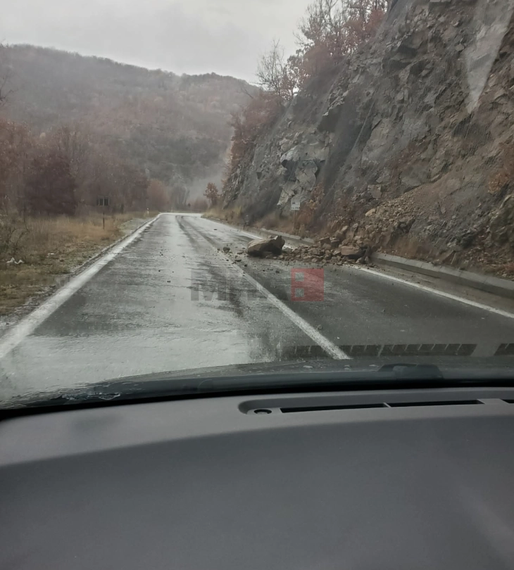 Појава на одрони на патот Делчево - Македонска Каменица