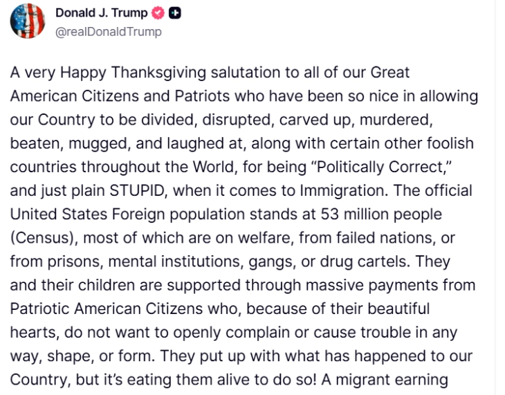 Трамп изјави дека сака трајно да ја запре миграцијата од посиромашните земји во САД