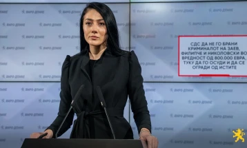 Андоновска: СДС да не го брани криминалот на Заев, Филипче и Николовски во вредност од 800.000 евра, туку да го осуди и да се огради од истите