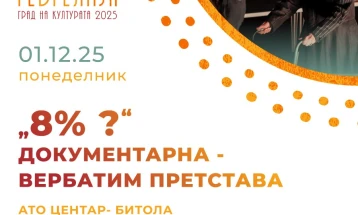 Гостување на Ато центар-Битола со „8% ?“ документарна вербатим претстава вечер во Гевгелија