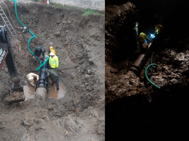 Гостивар без вода за пиење, градежна механизација оштетила две доводни цевки на водоводната мрежа