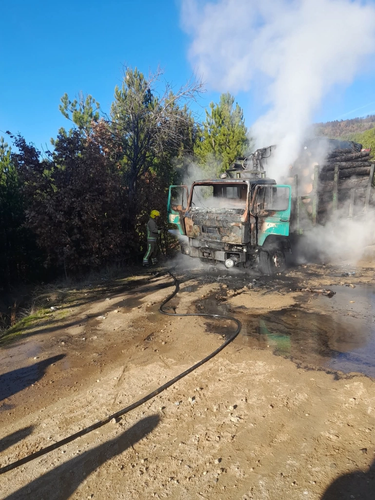 Запален камион во село Косевица, интервенираа каменичките пожарникари