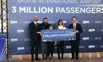 Aeroporti i Shkupit me tre milionë udhëtarë, deri në fund të vitit priten 3,2 milionë