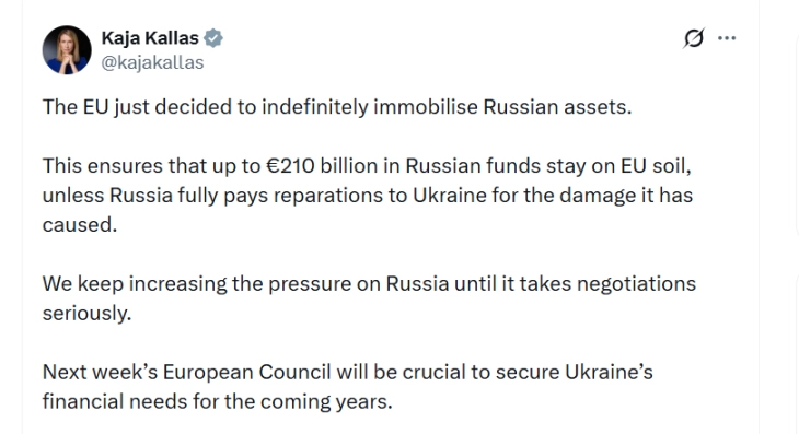 Калас за замрзнувањето на руските средства: Притисок врз Кремљ сè додека не ги сфати сериозно преговорите