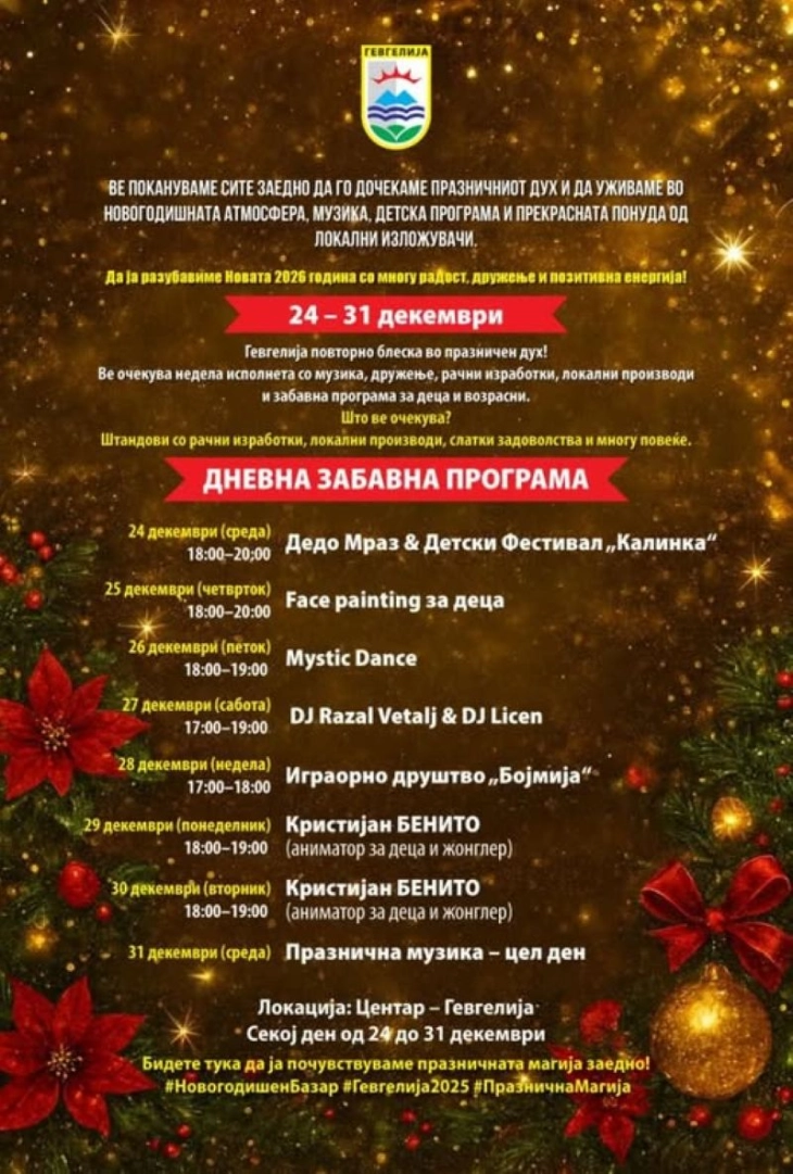 Новогодишни базари ќе се одржат во Гевгелија, Валандово и Босилово