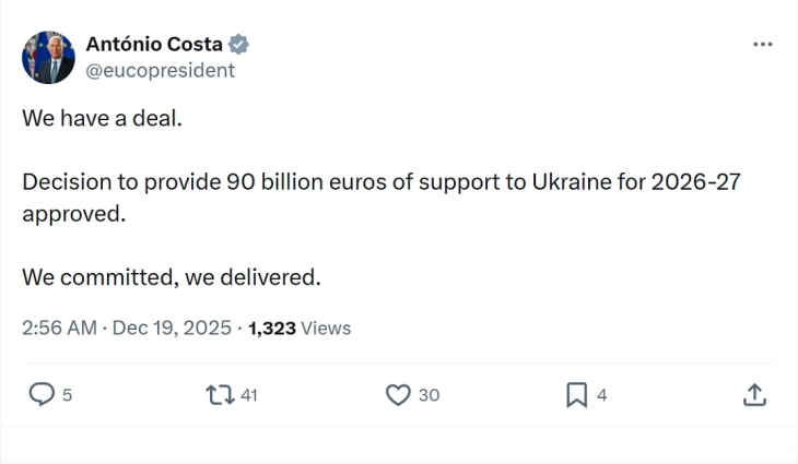 Liderët e BE-së arritën marrëveshje për financimin e Ukrainës përmes detyrimit të bllokut