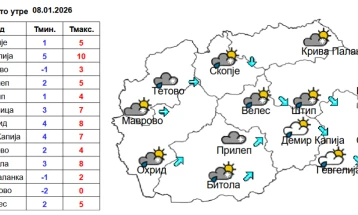 Пообилни врнежи од дожд попладнево и во текот на ноќта, а на планините од снег