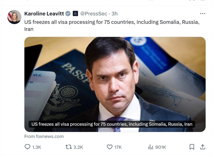 ДПА: САД суспендираат одредени процедури за издавање визи за 75 земји