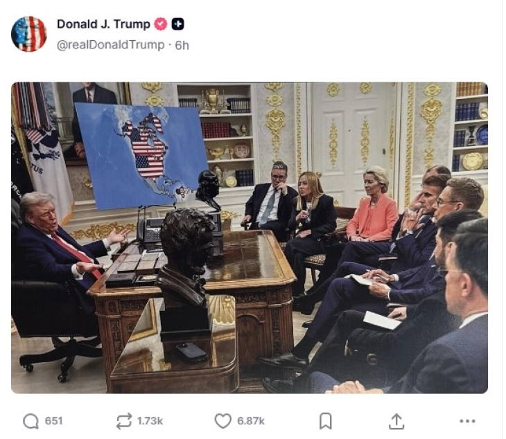 Трамп на социјалните мрежи ги обои Канада и Гренланд во американски бои