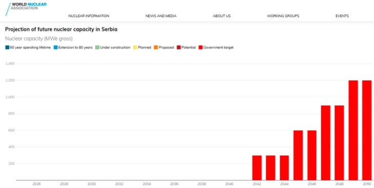 Светска нуклеарна асоцијација/Извештај: До 2042 во Србија се планирани 250 мегавати од нуклеарна електрана
