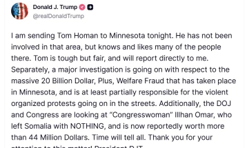 Трамп соопшти дека го испраќа својот специјален претставник за контрола на имиграцијата во Минесота