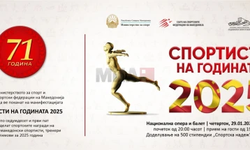 Скопје домаќин на 71. избор за „Спортисти на годината 2025“