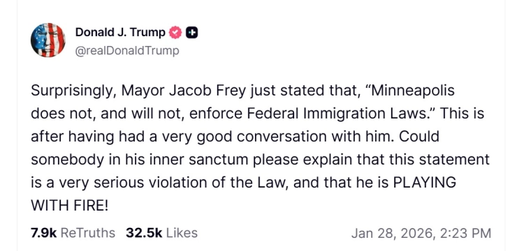 Фреј: Локалната полиција на Минеаполис нема да соработува во акциите против имигрантите