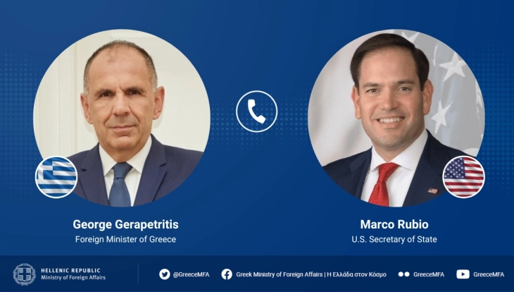 Герапетритис и Рубио телефонски разговарале за билатералните односи и ситуацијата на Блискиот Исток