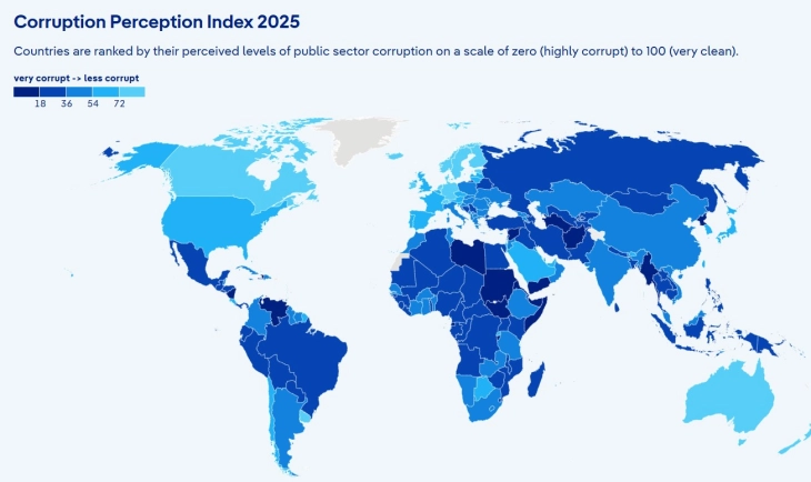 Западните земји во пад на Индексот за перцепција на корупцијата на ТИ