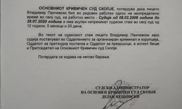 Панчевски ја објави потврдата од Основниот кривичен суд дека го исполнува условот за државен јавен обвинител