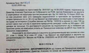 ПП Левица: ДКСК извршила директна дискриминација врз пратеникот Апасиев 