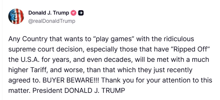 Трамп ги предупреди земјите што „си играат играчки“ со трговските договори со САД дека ќе им воведе уште повисоки царини