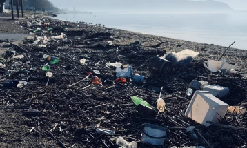 Струшки комуналец ги чисти плажите долж крајбрежјето