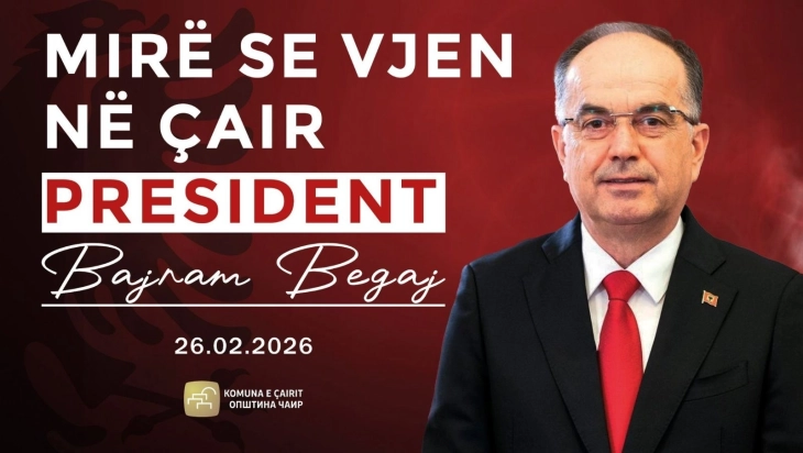 Presidenti Bajram Begaj nga Çairi e nis vizitën në Maqedoninë e Veriut
