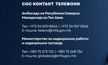 Воздушниот простор над Израел затворен за цивилни летови, МНРиНТ и Амбасадата во Тел Авив апелираат до македонските државјани да ги следат информациите и да ги контактираат за помош