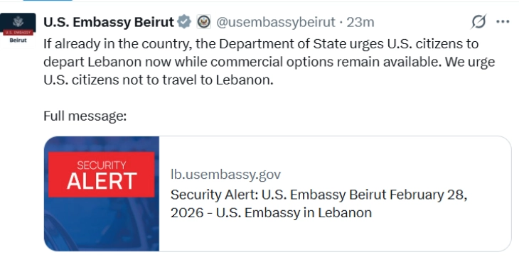 САД ги повикуваат своите граѓани во Либан да ја напуштат земјата додека се достапни комерцијални опции