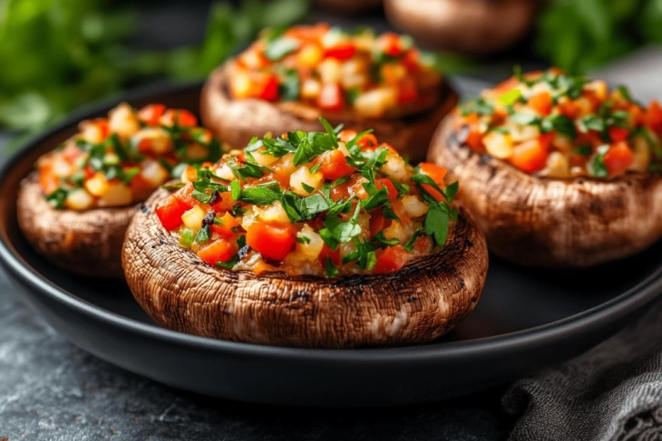 Полнети печурки со зеленчук