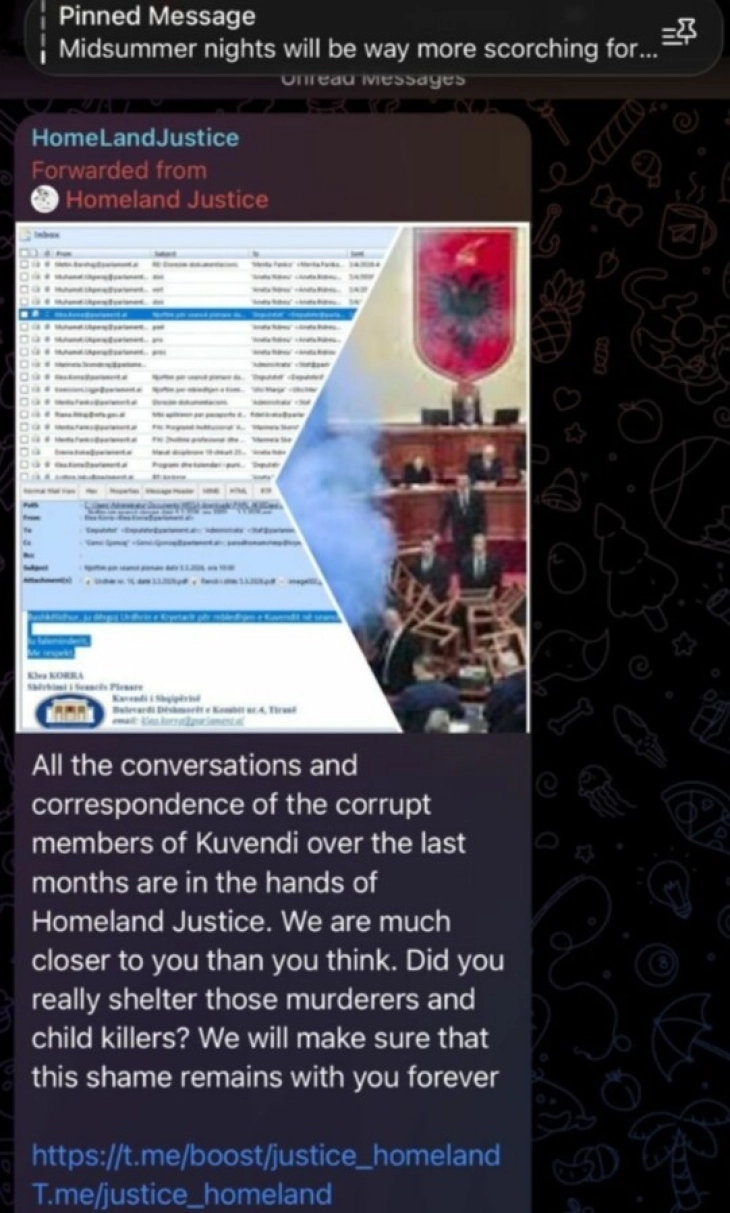 Иранската група „Татковинска правда“ ја хакираше целосната комуникација на албанскиот парламент