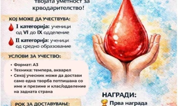 Црвен крст Крива Паланка организира ликовен конкурс „Капка што спасува живот“