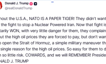 Трамп ги нарече сојузниците „кукавици“: НАТО е „тигар од хартија“ без САД