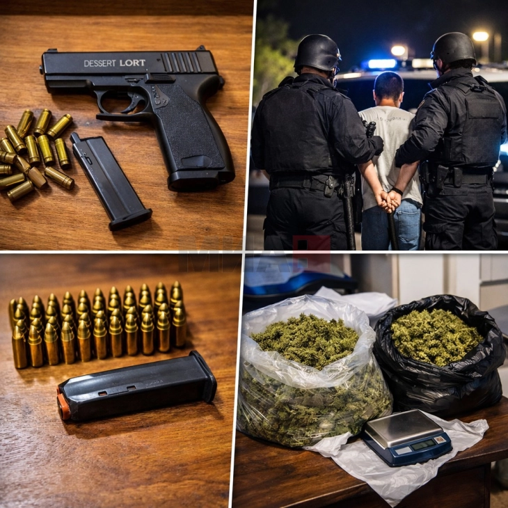 Katër persona arrestohen në Strugë, Kërçovë dhe Ohër për shkak të mbajtjes së armëve dhe drogës