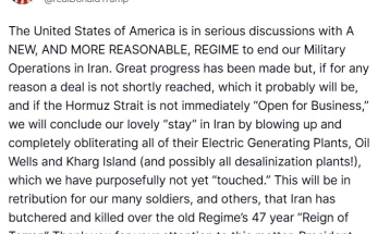 Трамп: Доколку Ормуз не се отвори веднаш, ќе ги уништиме островот Харг, иранските електрани и нафтените наоѓалишта