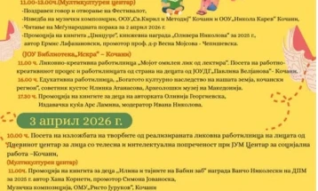 На 2 и 3 април кочанската библиотека„Искра“ ќе го одбележи Меѓународниот ден на книжевноста за деца