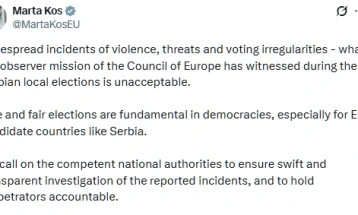 Реакција на Марта Кос за локалните избори во Србија одржани на 29 март