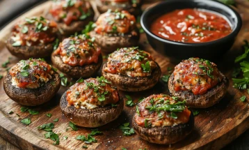 Полнети печурки со домат и моцарела