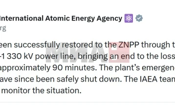 ANEB: Centrali bërthamor i Zaporozhjes merr rrymë pas një ndërprerje 90-minutëshe